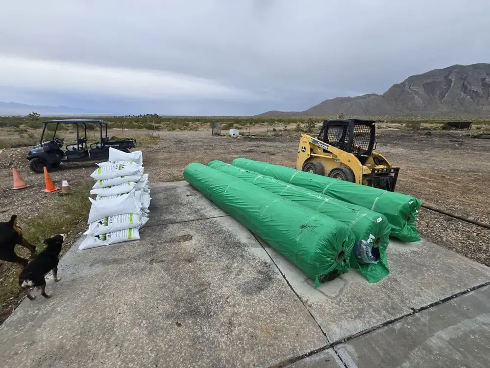 Turf rolls and infill at the BuyTurf.Vegas yard